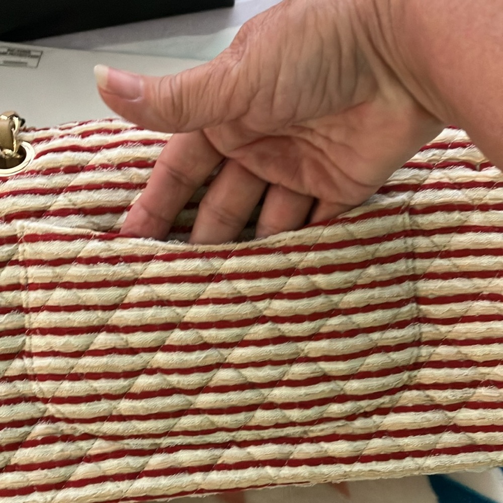 Chanel Classic Beige & red Striped Double Flap Bag 2014 - Picture 15 of 17